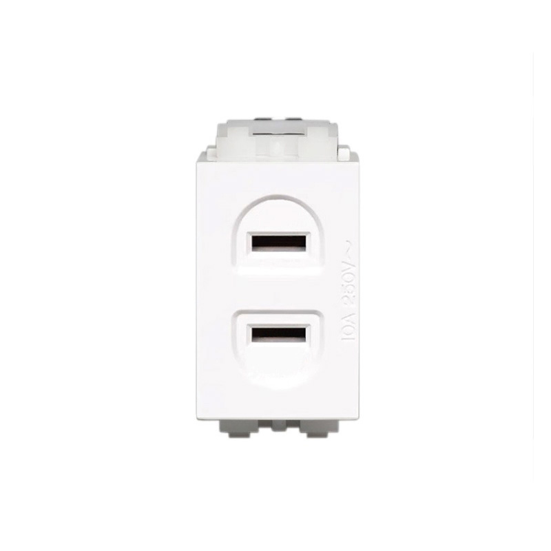 128型 二孔電源模塊 二孔插座 二插座強(qiáng)電模塊可配開(kāi)關(guān)面板和地插 占1個(gè)模塊位